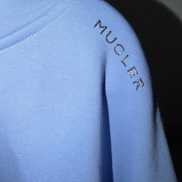 H&M X Mugler Women's Cropped Hoodie in Sky Blue - Picture 2 of 6